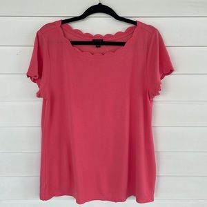 Women’s Pink Boat Neck Blouse - worn ONCE - with scalloped neckline and sleeves